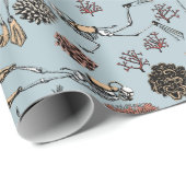 Papier Cadeau Squelette gothique Plongeurs sous-marins nager en (Coin rond)