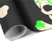 Papier Cadeau squelette mince des os croisés du crâne d'hallowee (Coin rond)