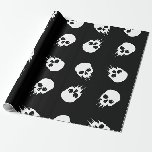 Papier Cadeau squelette noir blanc halloween (Déroulé)
