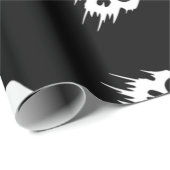 Papier Cadeau squelette noir blanc halloween (Coin rond)