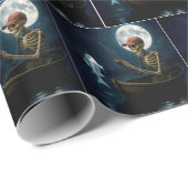 Papier Cadeau Squelette pêche dans un bateau en bois (Coin rond)