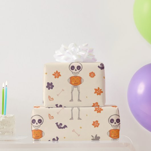 Papier Cadeau Squelettes & Citrouilles (Cadeaux de fête)