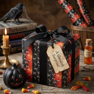 Papier Cadeau Squelettes dansants sur des flammes de feu pour Ha