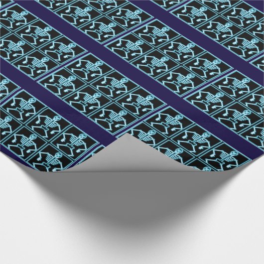 Papier Cadeau Squelettes idiots bleus de rayon X (Coin)