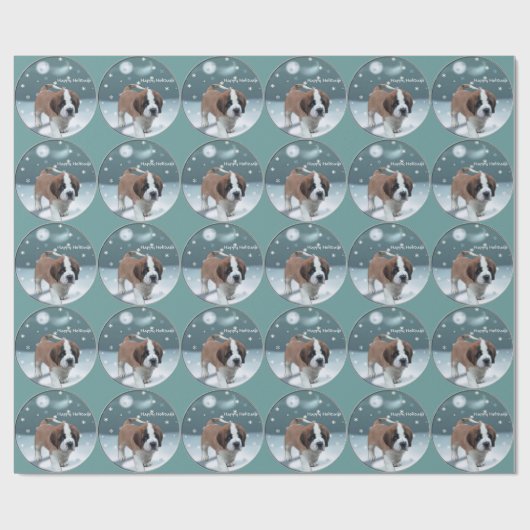 Papier Cadeau St Bernard Noël (Plat)