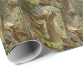 Papier Cadeau St Francis d'Assisi prêchant aux animaux (Coin rond)