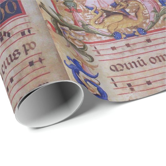 PAPIER CADEAU ST MICHAEL ARCHANGEL PARCHEMENT FLORAL CHORAL (Coin rond)