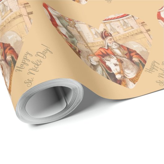 Papier Cadeau St. Nicholas Hearts Sinterklaas St. Nick's Day Wra (Coin rond)