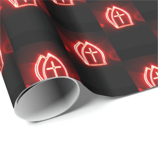 Papier Cadeau St. Nick's Day Dutch Miter Motif Sinterklaas (Coin rond)