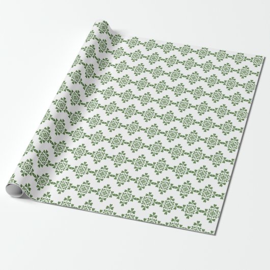Papier Cadeau St. Patrick Clochers Shamrock Irish Green (Déroulé)