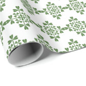 Papier Cadeau St. Patrick Clochers Shamrock Irish Green (Coin rond)