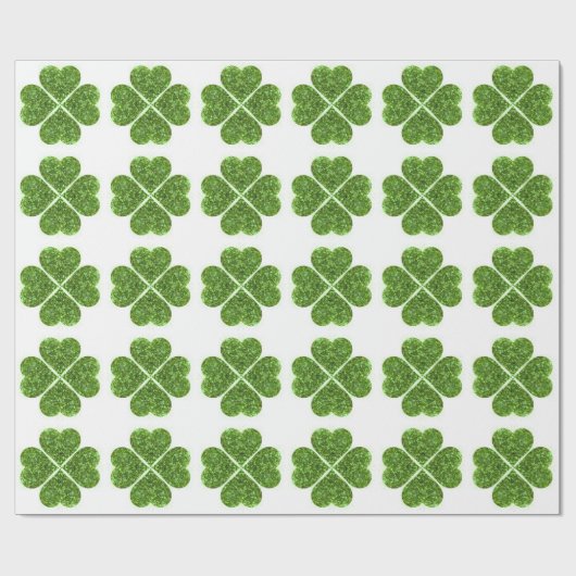 Papier Cadeau St Patrick’s day, trèfle vert irlandais (Plat)