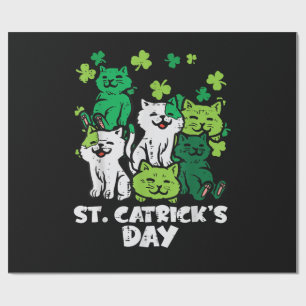 Papier Cadeau St Patricks Catricks Day Cats Saint Pattys
