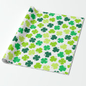 Papier Cadeau St Patrick's Day 4 feuille Clover vert blanc (Déroulé)