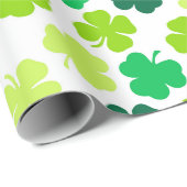 Papier Cadeau St Patrick's Day 4 feuille Clover vert blanc (Coin rond)