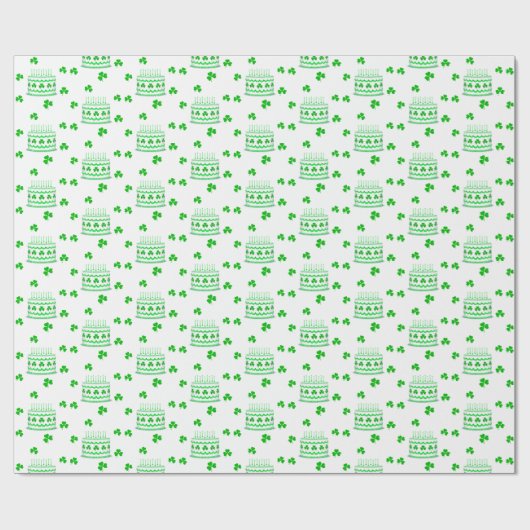 Papier Cadeau St. Patrick's Day Birthday Cake Pattern (Plat)