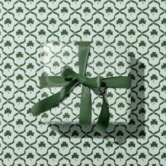 Papier Cadeau St. Patrick's Day Classic Green Shamrock Lattice 