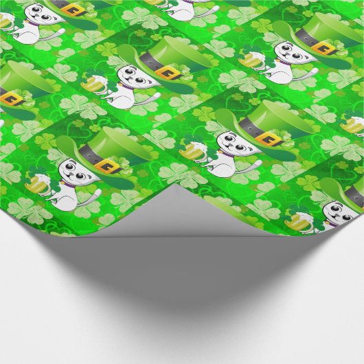 Papier Cadeau St. Patrick's Day Enveloppement Papier Beer Cat (Coin)