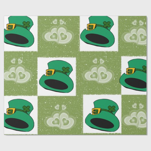 Papier Cadeau St. Patrick's Day Enveloppement papier Coeurs Casq (Plat)