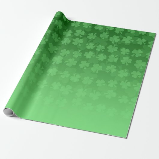 Papier Cadeau St. Patrick's Day green shamrock ombre motif (Déroulé)