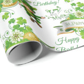 Papier Cadeau St. Patrick's Day Leprechaun Tout message texte (Coin rond)