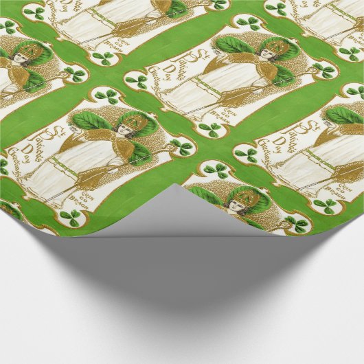 PAPIER CADEAU ST.PATRICK'S DAY SHAMROCKS VERTS ET TRINITÉ (Coin)