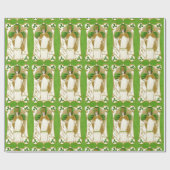 PAPIER CADEAU ST.PATRICK'S DAY SHAMROCKS VERTS ET TRINITÉ (Plat)