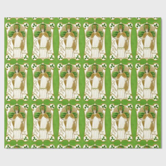 PAPIER CADEAU ST.PATRICK'S DAY SHAMROCKS VERTS ET TRINITÉ (Plat)