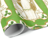 PAPIER CADEAU ST.PATRICK'S DAY SHAMROCKS VERTS ET TRINITÉ (Coin rond)