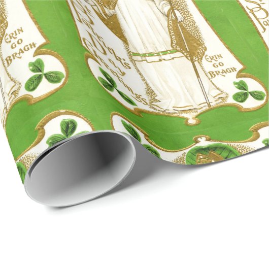 PAPIER CADEAU ST.PATRICK'S DAY SHAMROCKS VERTS ET TRINITÉ (Coin rond)