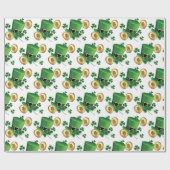Papier Cadeau St. Patrick's Day Vert Casquette Shamrock Vine irl (Plat)