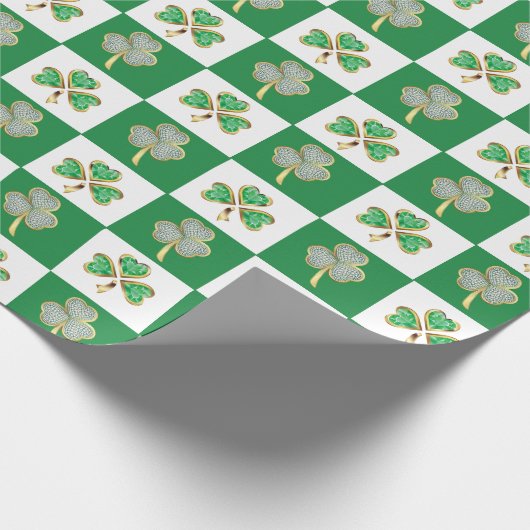 Papier Cadeau St. Patrick's Day Vert Casquette Shamrock Vine irl (Coin)
