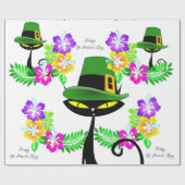 Papier Cadeau St. Patrick's Day Wrapping Papier Chat Floral (Plat)