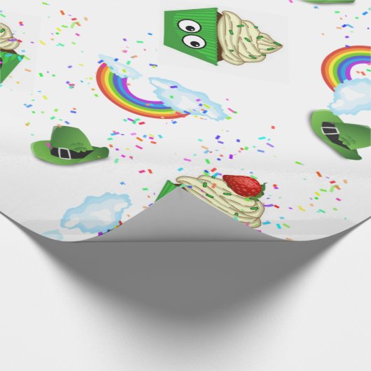 Papier Cadeau St. Patrick's Day Wrapping Papier Cupcake Rainbow (Coin)