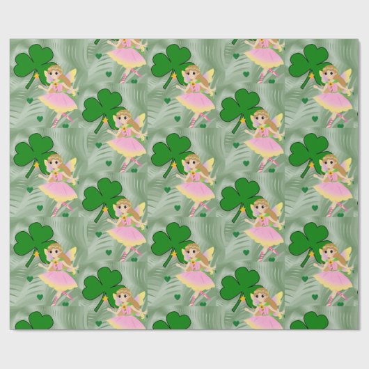 Papier Cadeau St. Patrick's Day Wrapping Papier Fée (Plat)