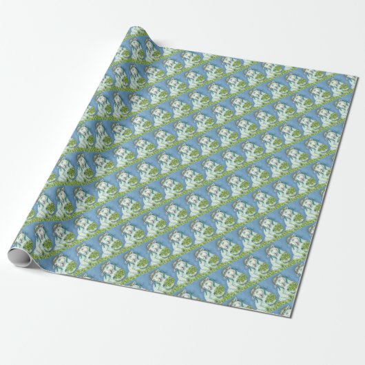 PAPIER CADEAU ST. PATRICK'S IRISH EWE & SHAMROCK WRAPPER PAPER (Déroulé)