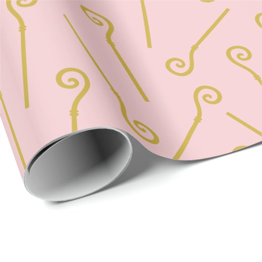 Papier Cadeau Stade Cute Sinterklaas de rose clair (Coin rond)