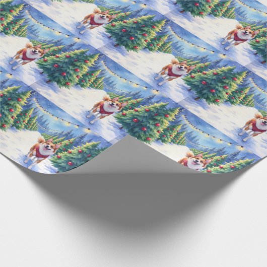 Papier Cadeau Staffordshire Bull Terrier at Christmas Tree Farm (Coin)