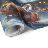 Papier Cadeau Staffordshire Bull Terrier Noël Festive (Coin rond)