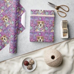 PAPIER CADEAU STAFFORDSHIRE TERRIER AMÉRICAIN