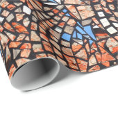 Papier Cadeau Stainverre look mosaïque abstrait (Coin rond)