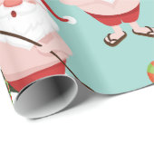 Papier Cadeau stand de paddleboard surf père Noël noël (Coin rond)