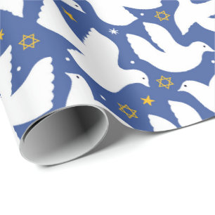 Papier Cadeau Star de la colombe bleue de David Hanoukka