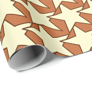 Papier Cadeau Star Géométrique moderne - crème et chameau tressé
