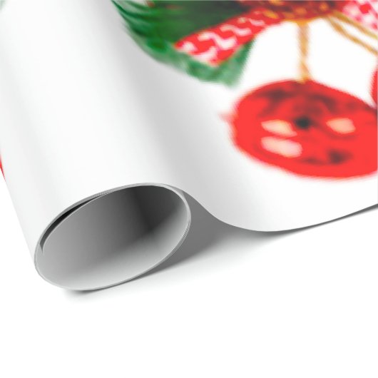 Papier Cadeau Star, Holly and Bells Ornament Wrapping Paper (Coin rond)