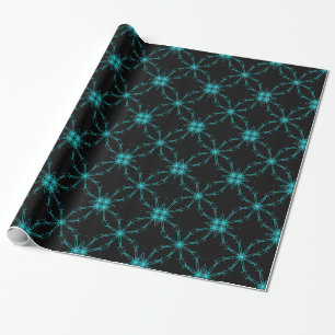 Papier cadeau Star Kaleidoscope noir et turquoise