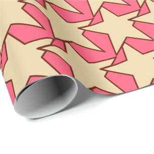 Papier Cadeau Star moderne géométrique - corail et beige