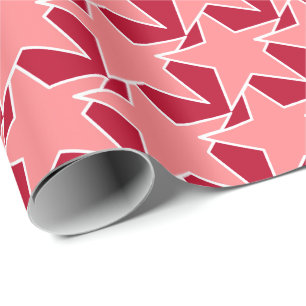 Papier Cadeau Star moderne géométrique - corail rose et rouge