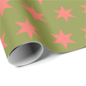 Papier Cadeau Star Motif Couleurs tendance Corail vert (Coin rond)