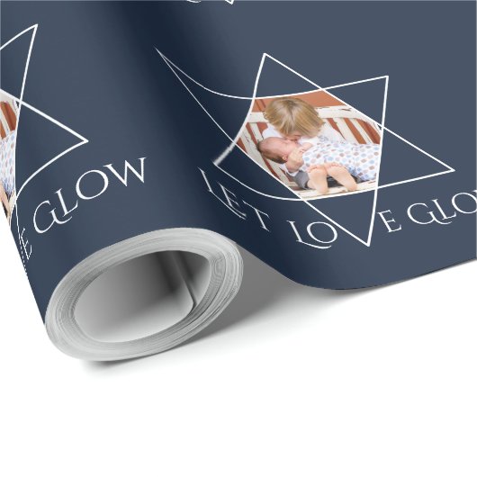 Papier Cadeau Star of David Frame Let Love Glow (Coin rond)